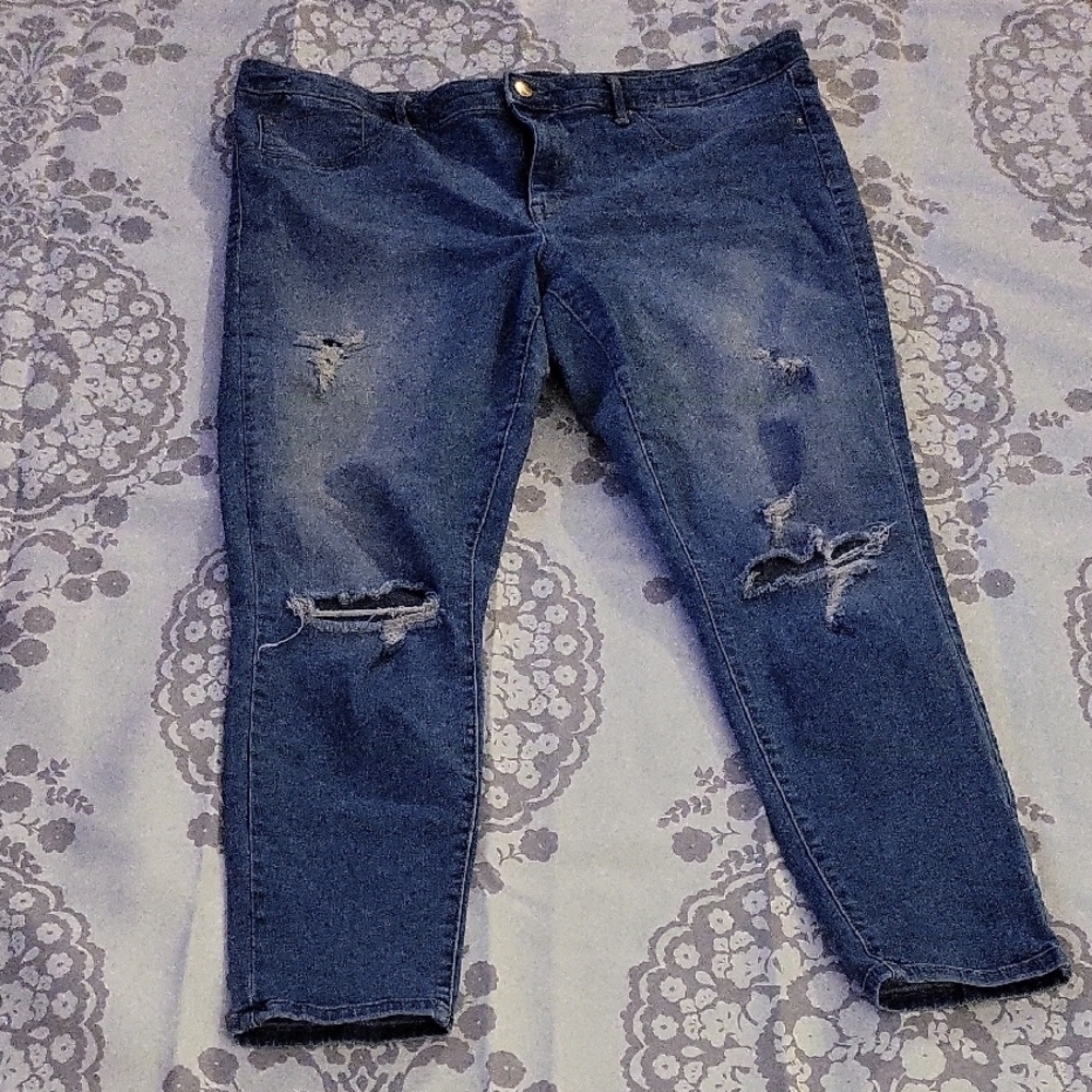 Women's Distressed Blue Jeans
